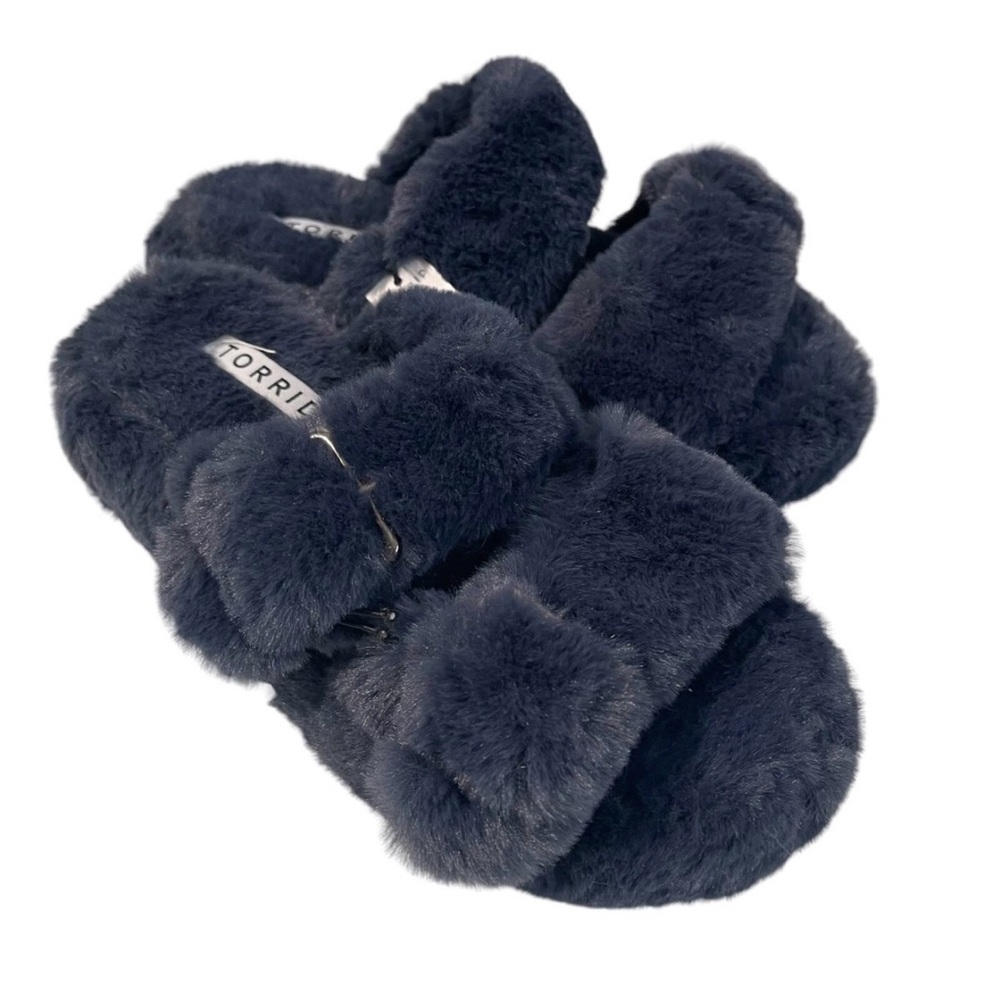 Torrid Plush Dark Blue Slippers 6.5 extra wide